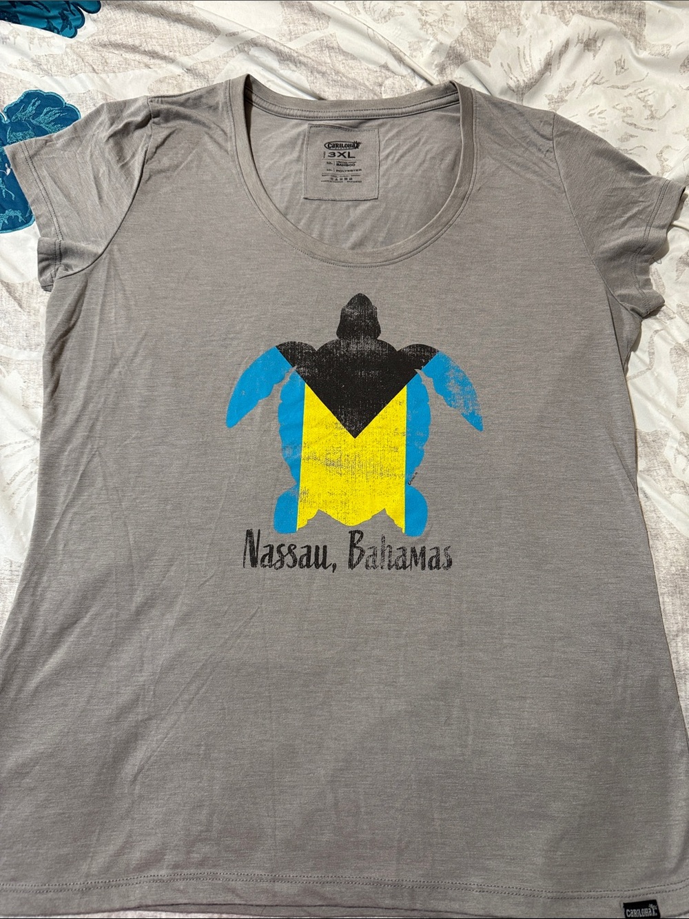 Cariloha 3XL Soft Eco Tee - Light Gray with Turtle Print